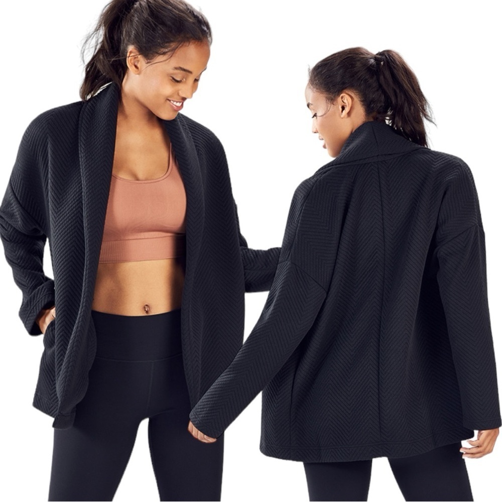 Fabletics Vanessa Quilted Cardigan Black Women’s Medium
